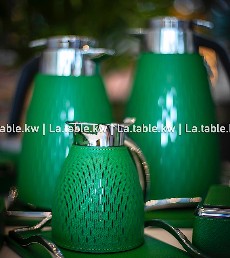 Dark Green Full Leather Carafe / إبريق  مغلف جلدبالكامل - الأخضر الداكن
