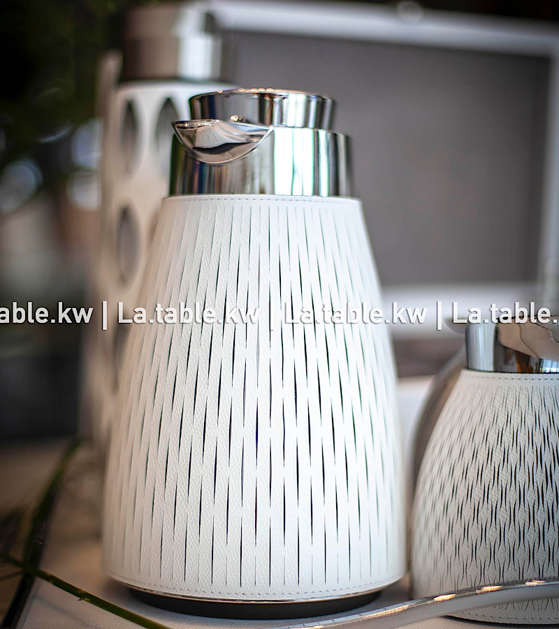 White Full Leather Carafe / إبريق من الجلد كامل باللون الأبيض