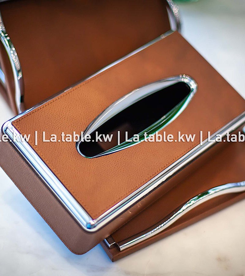 Chocolate Leather Tissue Box