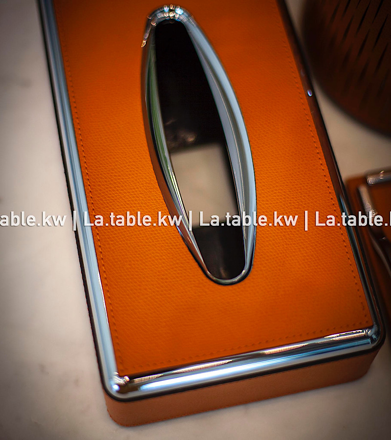 Amber Leather Tissue Box