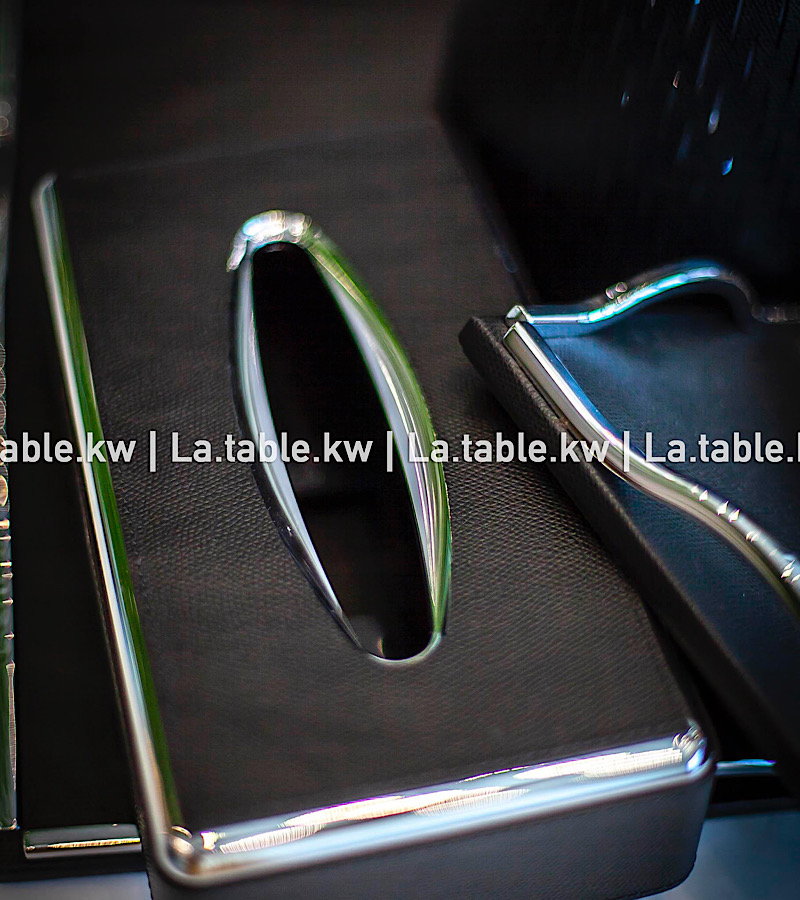 Black Leather Tissue Box / علبة مناديل من الجلد باللون الأسود
