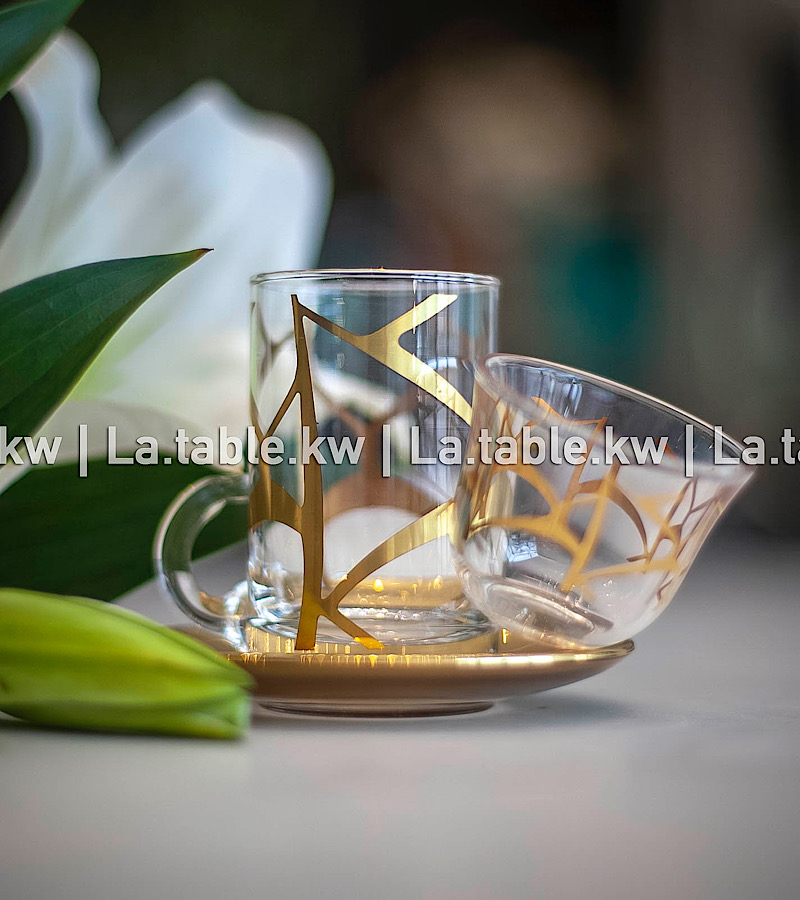 Gold Modern Cut Tea and Coffee Set / مودرن آند كت  طقم شاي وقهوة- ذهبي