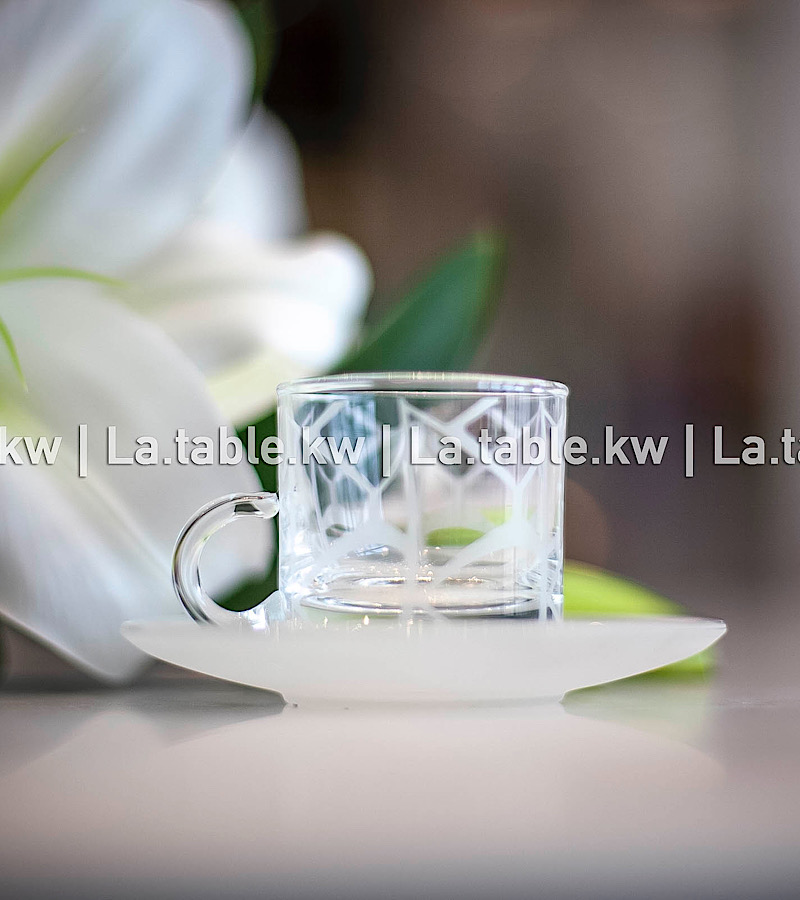 White Modern Cut Espresso Cup Set / مودرن آند كت طقم  إسبرسو- أبيض