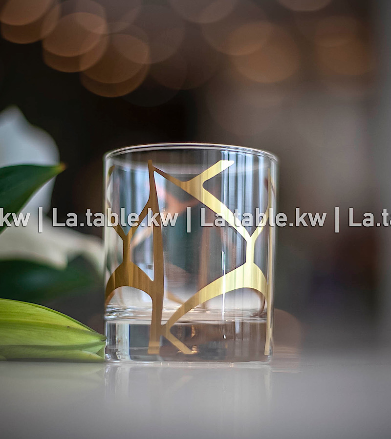 Gold Modern Cut Water Glasses / مودرن آند كت  كاسات مياه - ذهبي