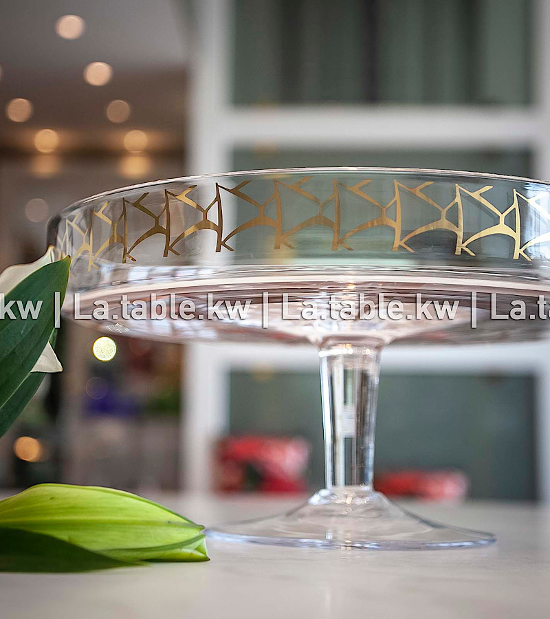 Gold Modern Cut Bowl with Stand / مودرن آند كت  وعاء  مع  قاعده- ذهبي