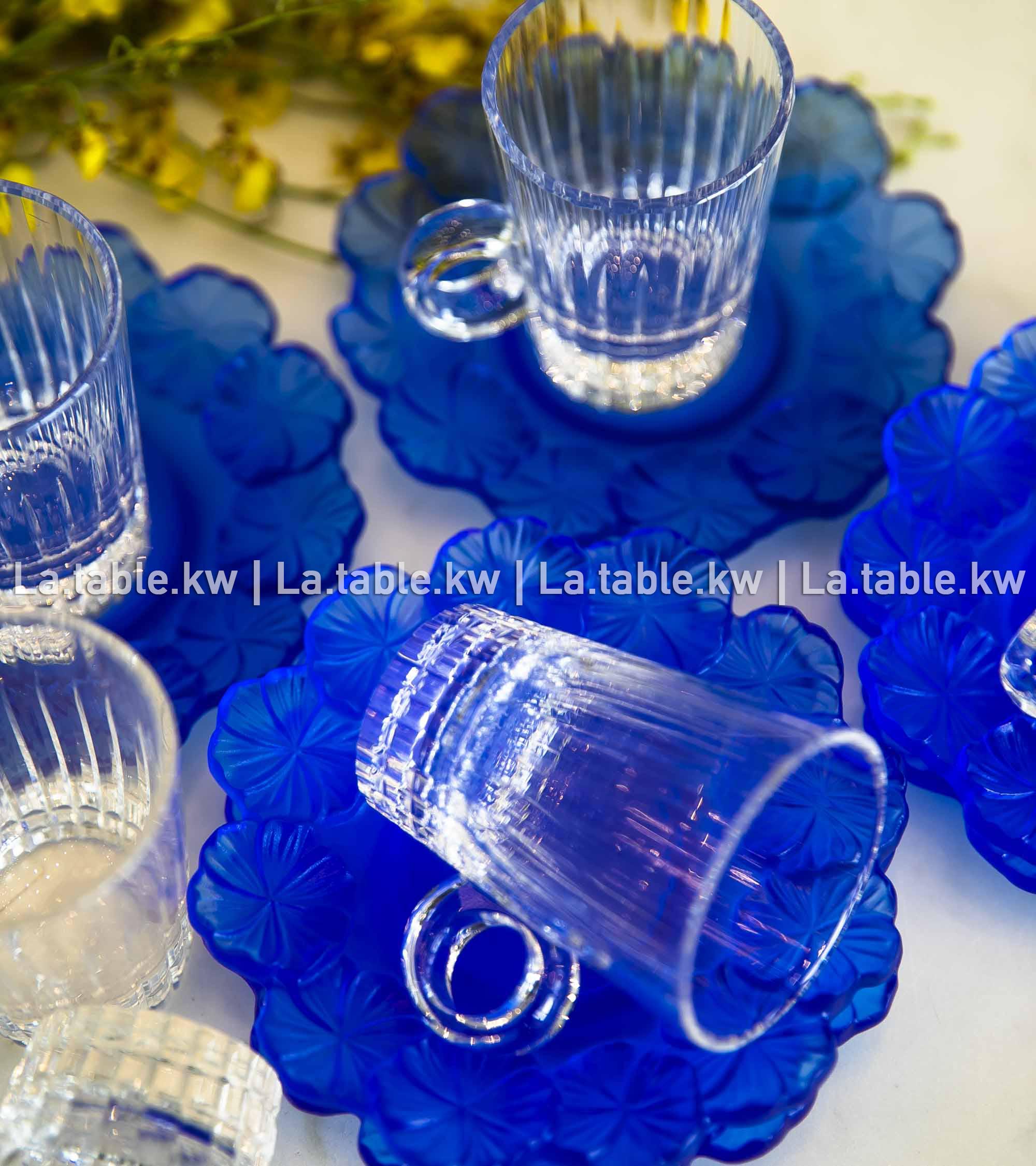 Royal Blue Crystal Petals Tea Set / بتالس كريستال طقم شاي - الأزرق الملكي