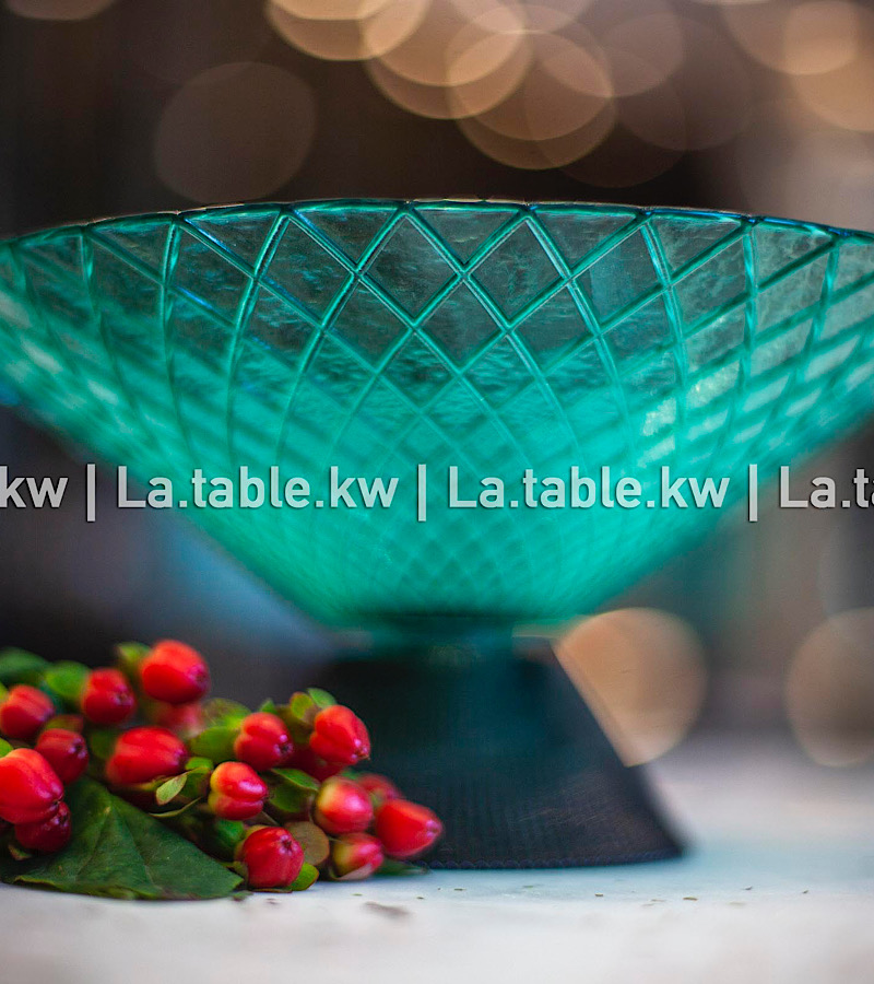 Green Netted Crystal Bowl / وعاء كريستال شبكي باللون الأخضر