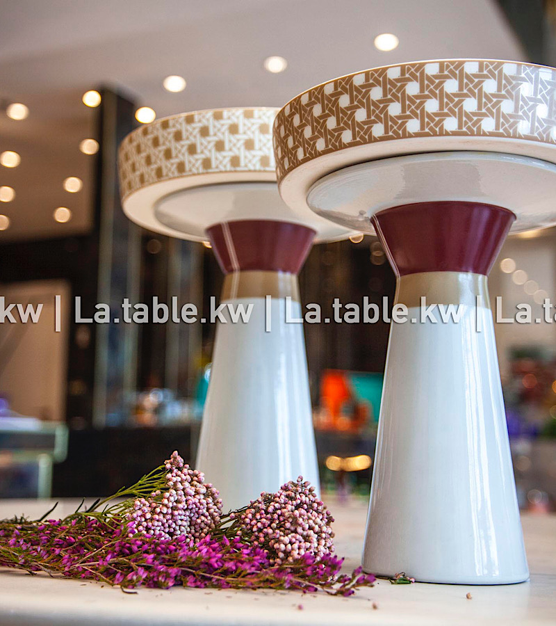 Gold& Maroon Ceramic Cake Stands