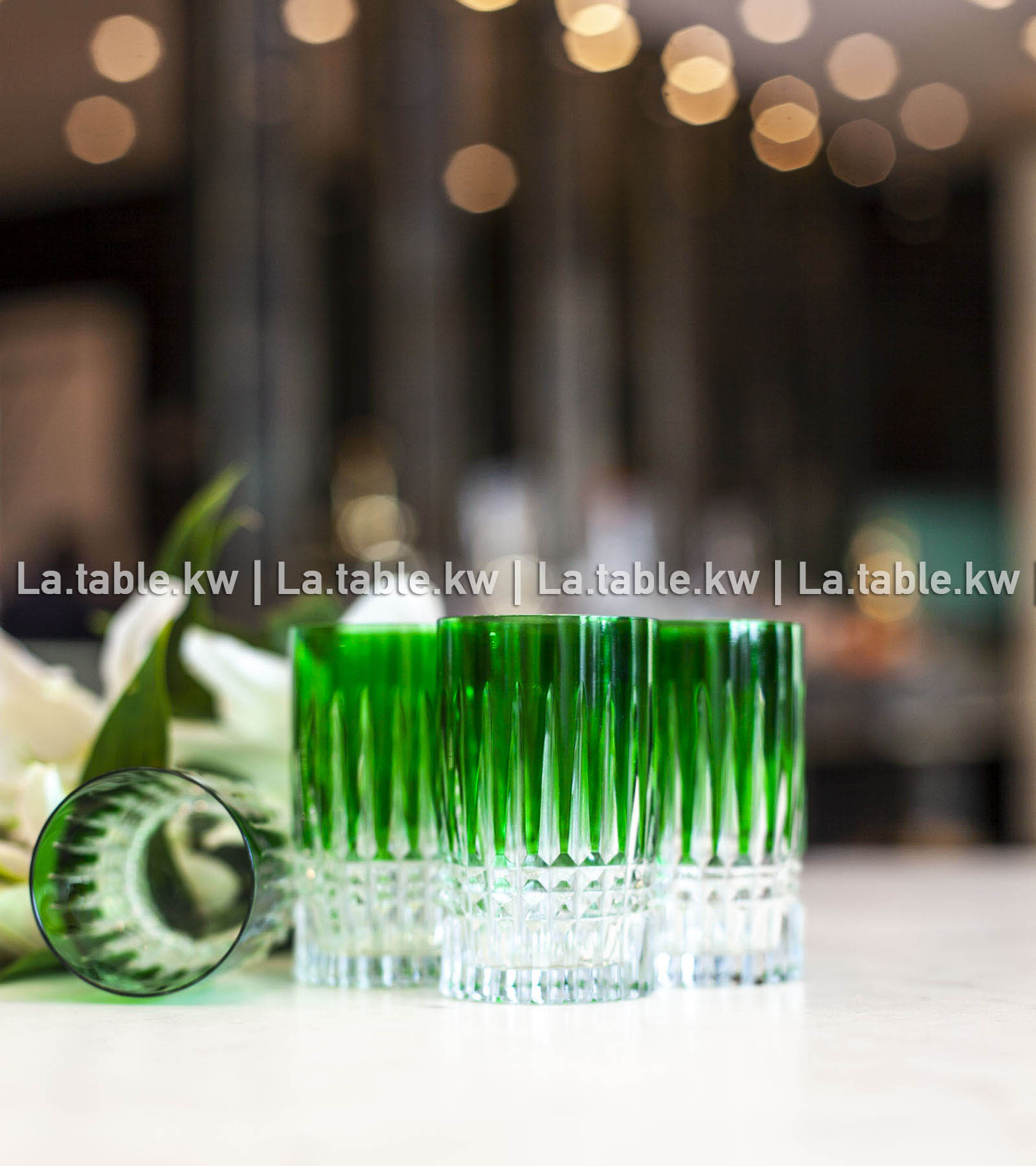 Green Allure Mini Water Glasses / آلور كاسات مياه صغيره- أخضر