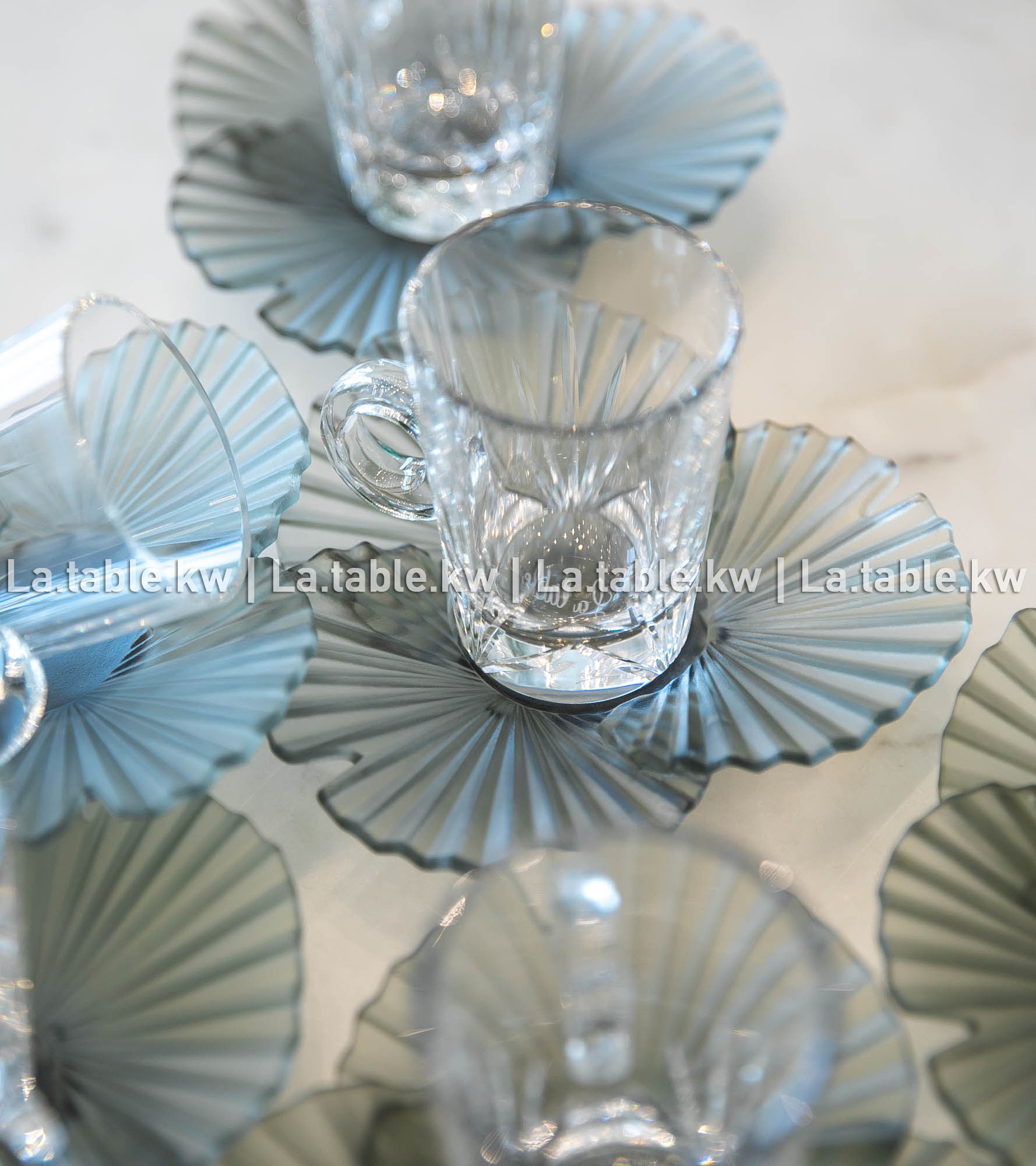 Grey Palm Crystal Tea Set /بالم طقم شاي كريستال رمادي