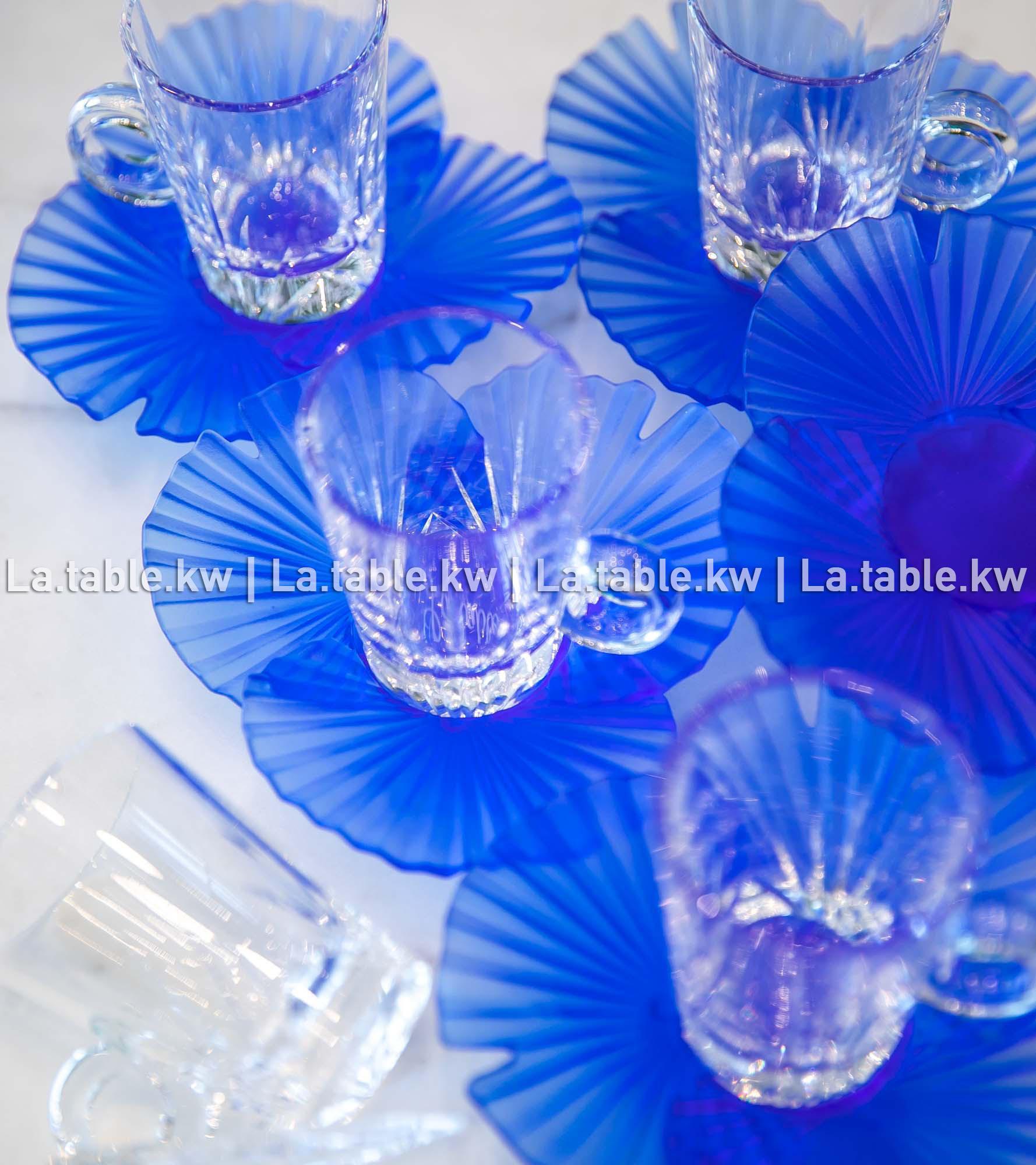 Royal Blue Palm Crystal Tea Set / بالم طقم شاي- الازرق الملكي