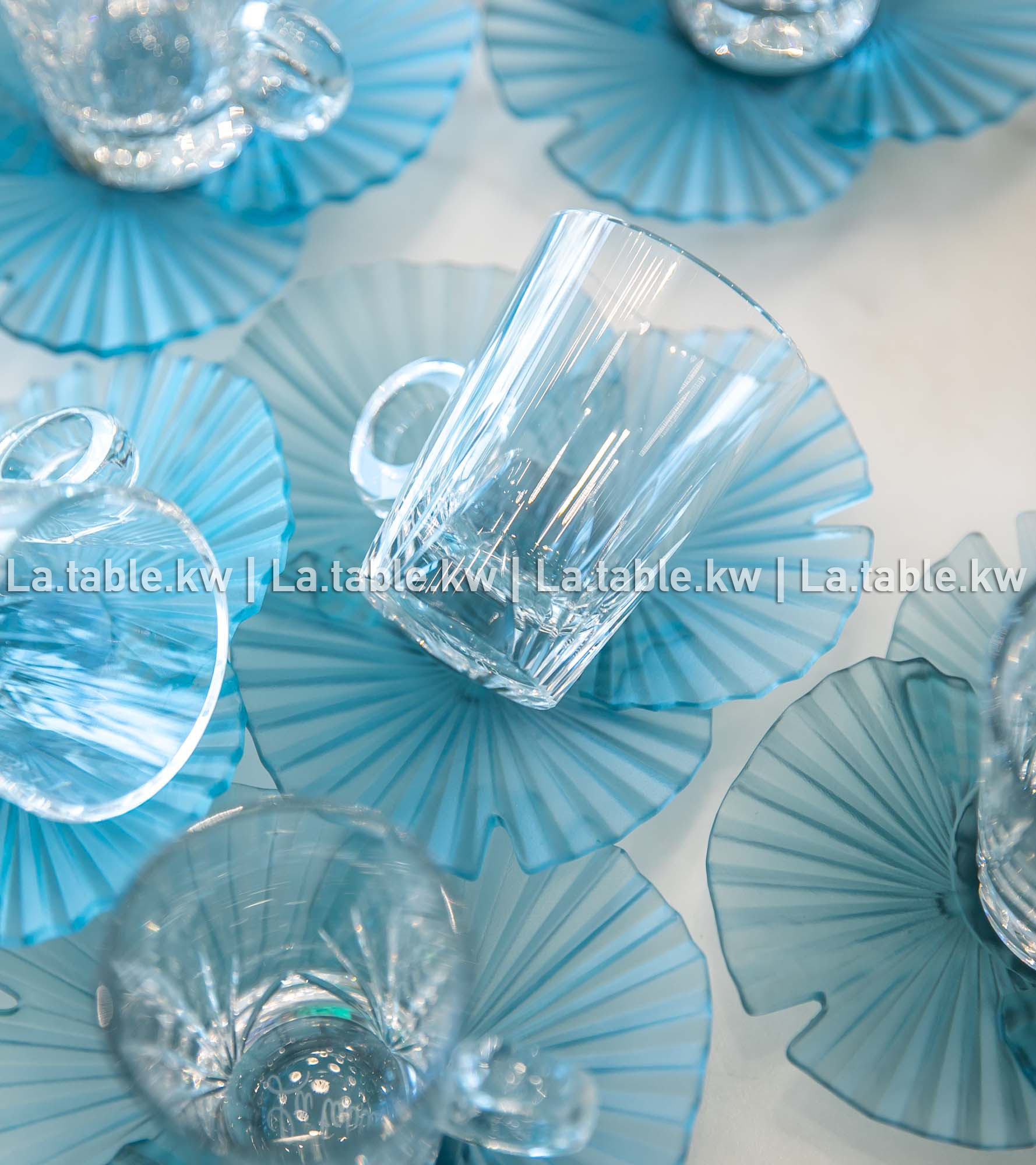 Petroleum Palm Crystal Tea Set / بالم طقم شاي كريستال  اللون الأزرق المائل إلى الخُضر