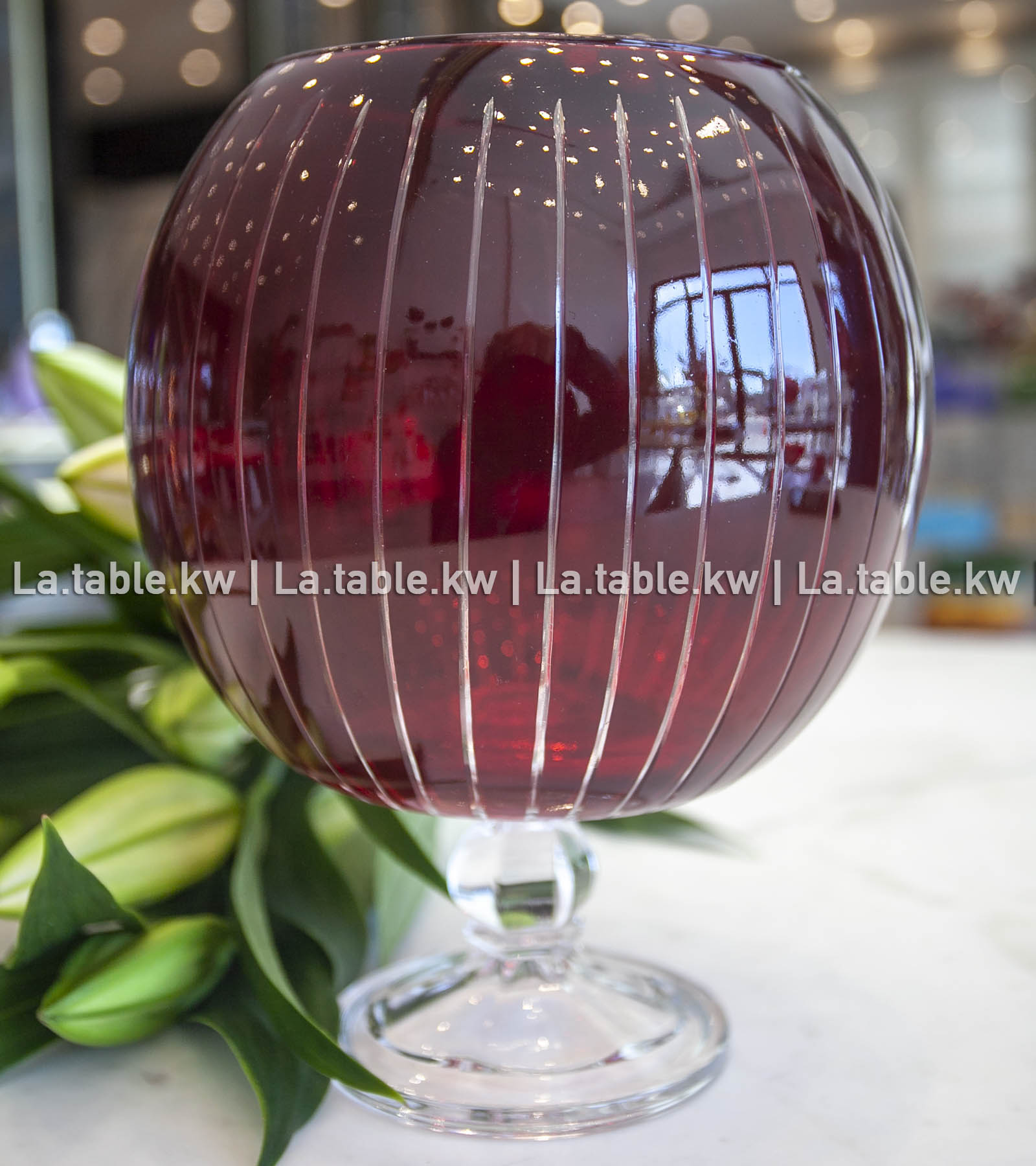 Scarlet Red Classic Ball Vase with Stand