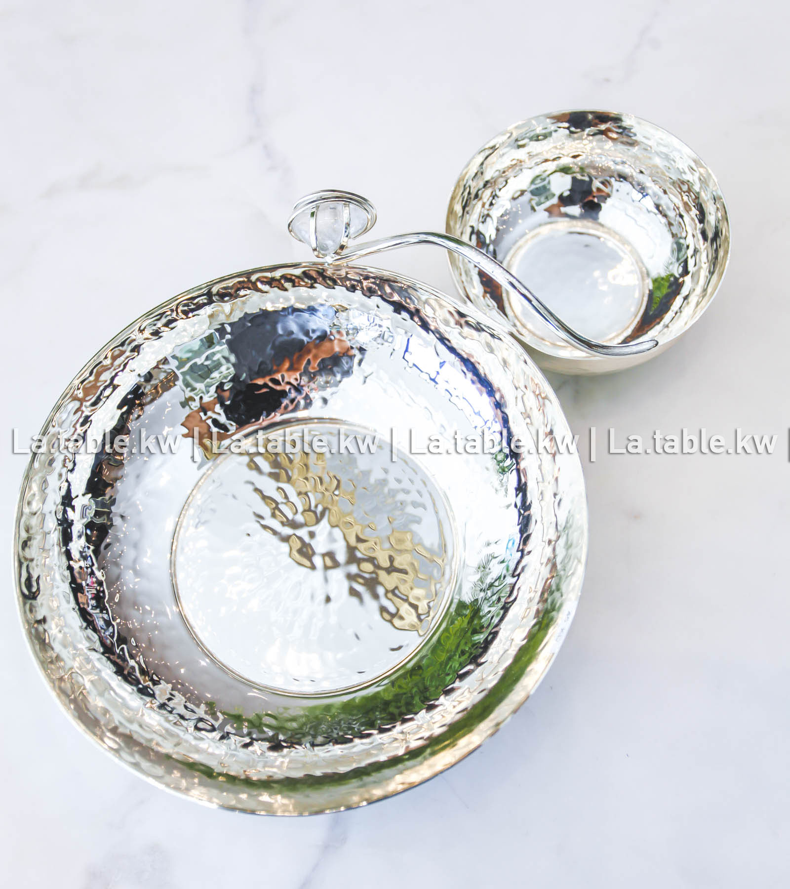 White Stone Designed Chrome 2 Parts  Bowl / وعاء  كروم قطعتين بتصميم الحجر الابيض